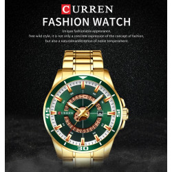 Reloj Curren Analogo Quarzo Correa Dorada Fechero