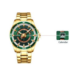 Reloj Curren Analogo Quarzo Correa Dorada Fechero