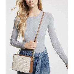 Bolso Bandolera De Hombro Michael Kors Jet Set Crema/marron