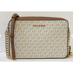 Bolso Bandolera De Hombro Michael Kors Jet Set Crema/marron