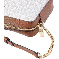 Bolso Bandolera De Hombro Michael Kors Jet Set Crema/marron